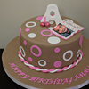Pink Brown 1st Birthday Cake