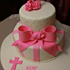 Pink & White Christening Cake