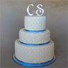 Quilted White & Blue Wedding Cake