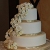 White & Gold Rose Wedding Cake