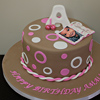 Pink & Brown 1st Birthday Cake