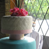 Quilted White & Turquoise Wedding Cake